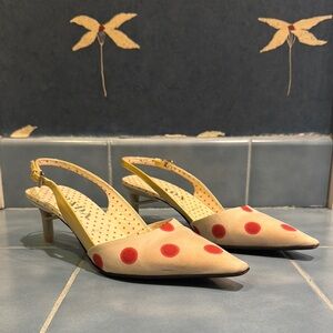Prada Polka Dot Slingback Satin Heels